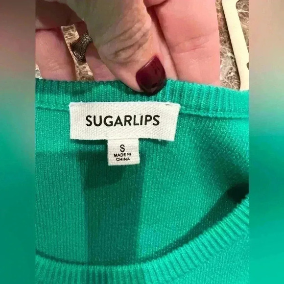 SUGARLIPS Quinley Ruffle Sweater In Kelly Green Size Small - Picture 9 of 10